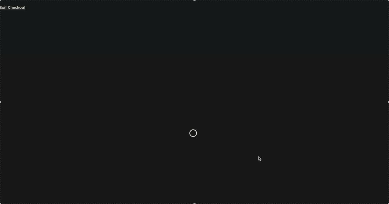 HubSpot checkout stalled on a blank, unlabeled loading spinner